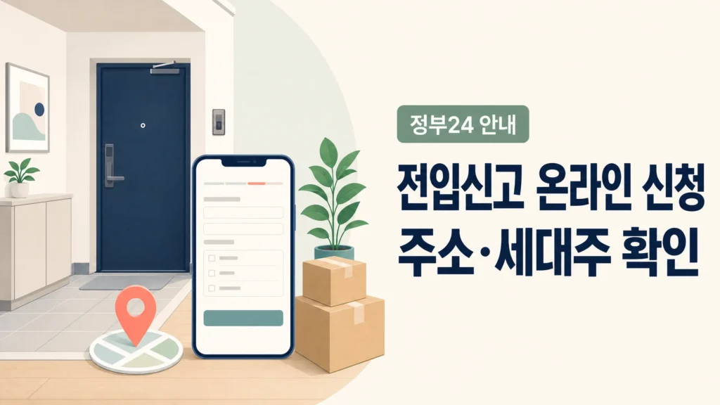 전입신고 온라인 신청을 위한 주소와 세대주 확인 안내 대표 이미지