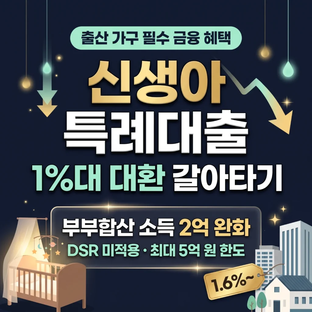신생아 특례대출(구입·전세) 완화된 부부합산 소득 요건과 기존 대출 1%대 대환 갈아타기 조건 총정리