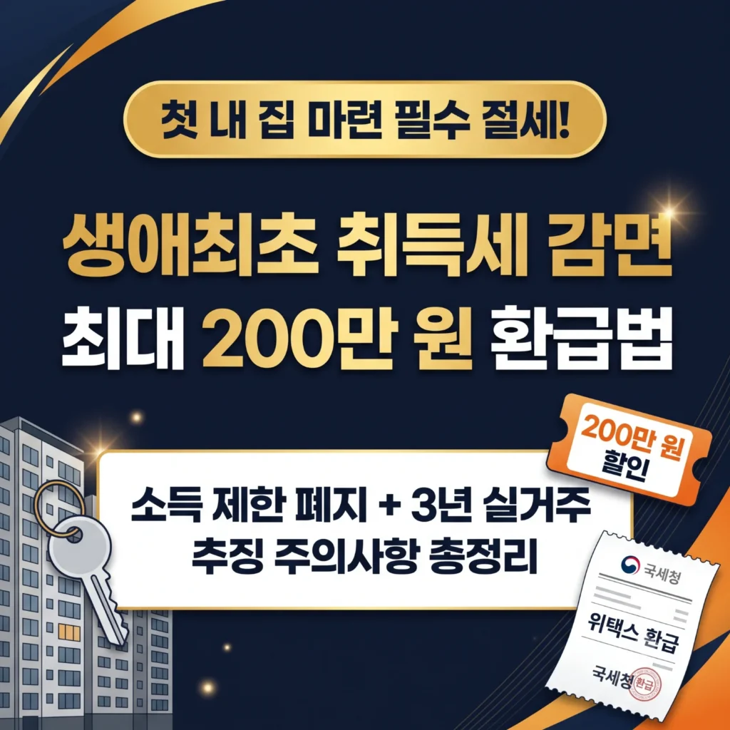 생애최초 주택구입 취득세 감면 조건(최대 200만 원)과 환급 신청 서류, 3년 실거주 추징 주의사항